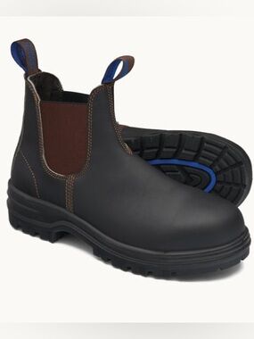 Blundstone Elastic Sided Series 140 Steel Toe Cap Boots Stout Brown Size 10